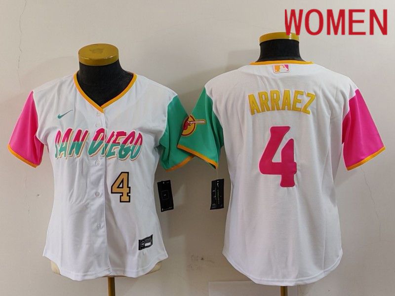 Women San Diego Padres #4 Arraez White City Edition Nike 2024 MLB Jersey style 3->->Women Jersey